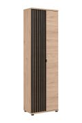 Armoire cinq casiers Angvik 01 | Chêne / Noir | 202,5 x 60 x 35 cm | Tringle extensible | Rangement optimisé