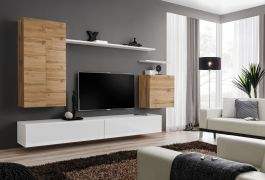 Meuble mural Balestrand 27 | Design moderne | Espace optimisé | 12 compartiments | Chêne Wotan / Blanc | 160 x 270 x 40 cm