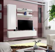 Meuble mural moderne Hompland 74 blanc | 170 x 160 x 40 cm | Push-to-open, design contemporain