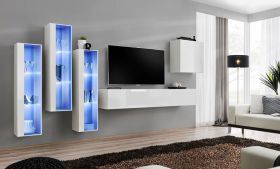 Meuble mural Balestrand 193 blanc | 160 x 330 x 40 cm | LED intégrée | Design moderne