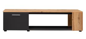 Meuble TV bas Bjordal 05 | Noir mat & Chêne Wotan | 39 x 150 x 40 cm | 2 compartiments