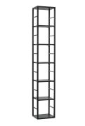Bibliothèque étroite en métal Nodeland 01, Couleur : Noir - dimensions : 176 x 30 x 25 cm (h x l x p), avec sept compartiments