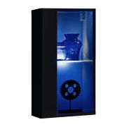 Vitrine murale noire Möllen 10 | 60 x 30 x 25 cm | LED bleue | Design moderne