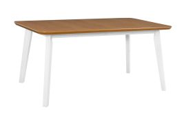 Grande table à manger KLAVS blanche et chêne | 90 x 160/200 cm | Plateau plaqué | Pieds en bois robustes | Finition élégante