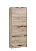 Meuble à chaussures 4 abattants Gradide 04 | Espace pour 8 paires | Chêne gris | Design moderne | 155,5 x 67 x 28 cm