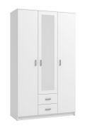 Armoire penderie Kovin 06 avec miroir | 2 portes, 2 tiroirs | 5 compartiments | Blanc | 205 x 120 x 52 cm