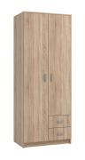 Penderie étroite Kovin 09 | chêne Sonoma | 2 tiroirs | 5 compartiments | 205 x 80 x 52 cm | robuste
