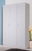 Armoire 3 portes battantes Kovin 08 | Blanc | 5 casiers | 4 étagères bois | 205 x 120 x 52 cm | Finition haut de gamme