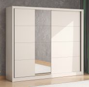 Grande armoire à portes coulissantes 2,5 m | Coloris cachemire | Miroir | 10 compartiments | Apatin 05