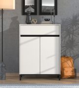 Armoire à chaussures / 1 tiroir / Couleur : Cachemire / 2 portes battantes / Bords ABS / 4 compartiments / Dimensions : 80 x 40 x 109,5 cm / Pour l'entrée