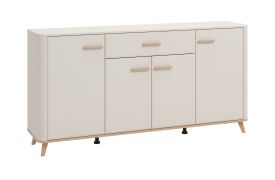 Commode / 4 portes battantes / 1 tiroir / Couleur : Cachemire / Chants ABS / 3 tablettes en bois / Buffet / Dimensions : 179,5 x 40 x 90,5 cm / 6 compartiments / Pour le salon