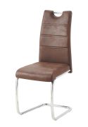 Chaise de salle à manger avec piètement en forme de traîneau Kigora 02, couleur : marron, durable, rembourrage en microfibre, Dimensions : 99 x 41,5 x 58 cm, très confortable