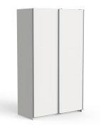 Armoire à portes coulissantes avec deux tringles à vêtements Liganga 02, deux compartiments, Matériaux de haute qualité, Couleur : Blanc mat, dimensions : 203 x 117 x 60 cm