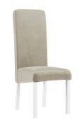 Chaise moderne Born 02, en bois massif de hêtre, couleur : blanc / beige rembourré - Dimensions : 99 x 46 x 59 cm (H x L x P)