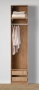 Armoire ouverte / 1 tringle à vêtements / Couleur : Chêne Puccini / 2 tiroirs / 1 compartiment / Finition moderne / 51,5 x 55 x 234 cm / Pour l'entrée ou le dressing