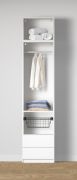 Armoire ouverte / 1 panier à linge / Couleur : Blanc / 2 tiroirs / 1 tringle à vêtements / 51,5 x 55 x 234 cm / 1 compartiment / Pour dressing-room