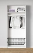 Armoire ouverte / 2 paniers à linge / Large / Couleur : Blanc / 1 compartiment / 1 tringle à vêtements / design moderne / dimensions : 103 x 55 x 234 cm / Pour dressing-room
