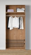 Armoire ouverte / 2 paniers à linge / Large / Couleur : Chêne Puccini / 1 compartiment / 1 tringle à vêtements / Design moderne / Dimensions : 103 x 55 x 234 cm / Pour dressing-room