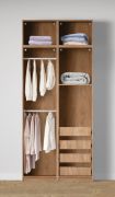 Armoire ouverte / 2 tringles à vêtements / Couleur : Chêne Puccini / 4 compartiments / 4 tiroirs intérieurs / Dimensions : 102 x 55 x 234 cm / 1 étagère en bois / Pour chambre à coucher