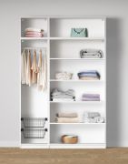 Armoire ouverte / 2 paniers à linge / Couleur : Blanc / 7 compartiments / 1 tringle à vêtements / Dimensions : 154 x 55 x 234 cm / Design universel / 4 étagères en bois