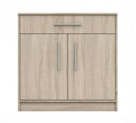 Commode Grampian 01 | 85 x 86 x 41 cm | Chêne Sonoma | 2 portes, 1 tiroir, poignées argentées