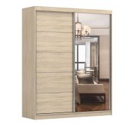 Armoire à portes coulissantes avec miroir | Espace optimisé | Chêne Sonoma | Cuillin 10 | 218 x 183 x 61 cm | 2 portes | 6 compartiments