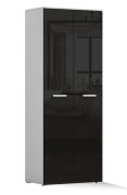 Armoire penderie battante | 199 x 80 x 51 cm | Noir/Blanc brillant | 2 portes | Design minimaliste bicolore
