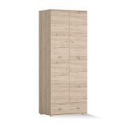 Armoire 1 porte battante | Chêne San Remo Sand | 202 x 80 x 52 cm | Poignées argentées discrètes | Aspect bois naturel