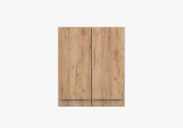 Armoire murale 2 portes | 71,5 x 60 x 29 cm | Marron/Blanc | Parnassus 08 | Poignées métalliques argentées | Face bois