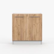 Meuble sous évier 81,5 x 80 x 46 cm | 2 portes battantes | Marron/Blanc | Parnassus 10 | Poignées métal