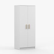 Armoire penderie Smolikas 71 | Blanc élégant | 2 portes | Poignées bois chêne | 192 x 80 x 50 cm