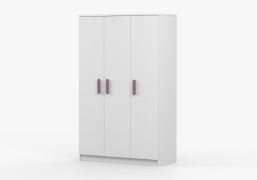 Armoire penderie 1,2 m | 3 portes battantes | 9 compartiments | Smolikas 121 | Blanc | 192 x 120 x 50 cm