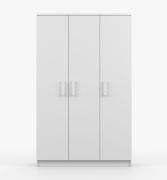 Armoire Smolikas 124 | 3 portes battantes | 9 compartiments | 1,2 m de large | Blanc unicolore | 192 x 120 x 50 cm
