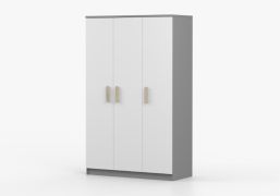Armoire 3 portes Smolikas 114 | 192 x 120 x 50 cm | Blanc & Chêne de Sonoma | 9 compartiments | Tringle à vêtements