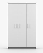 Armoire penderie Smolikas 116 | 3 portes battantes | Blanc & chêne Sonoma | 9 compartiments | 192 x 120 x 50 cm | Poignées bois