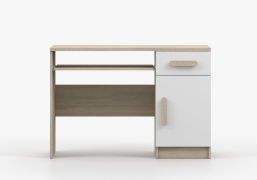 Bureau enfant Smolikas 79 | 75 x 110 x 50 cm | 1 tiroir | 3 compartiments | 1 porte | Blanc / Chêne Sonoma