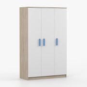 Armoire penderie Smolikas 102 | Blanc & Chêne Sonoma | 3 portes | 9 compartiments | 1 tringle | 192 x 120 x 50 cm