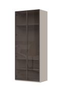 Armoire vitrée cadre aluminium Neiafu 86 | Cachemire | Éclairage intérieur | 224 x 92 x 56 cm | 3 étagères