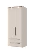 Armoire à deux tiroirs Neiafu 59, couleur : cachemire, deux portes, système de fermeture en douceur, dimensions : 226 x 97 x 60 cm, pieds réglables, pour chambre à coucher