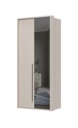 Armoire à deux portes avec une porte miroir Neiafu 30, système de fermeture en douceur, couleur : cachemire, une tringle à vêtements, une étagère, dimensions : 226 x 97 x 60 cm