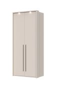 Armoire à deux portes battantes Neiafu 57, système de fermeture en douceur, couleur : cachemire, dimensions : 226 x 97 x 60 cm, une tringle à vêtements, trois étagères