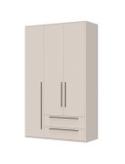 Armoire à portes battantes avec deux tiroirs Neiafu 07, couleur : cachemire, trois portes, système de fermeture en douceur, deux tringles à vêtements, dimensions : 224 x 137 x 56 cm