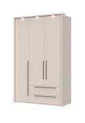 Armoire 3 portes avec cadre LED | 2 tiroirs | Cachemire | Soft-close | 226 x 142 x 60 cm | Neiafu 63