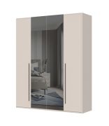Armoire à quatre portes avec deux portes miroir Neiafu 09, couleur : cachemire, dimensions : 224 x 182 x 56 cm, système de fermeture en douceur, deux tringles à vêtements