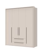 Armoire à quatre portes Neiafu 40, deux tiroirs, trois tringles, couleur : cachemire, sept étagères, dimensions : 226 x 187 x 60 cm, pieds réglables