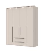 Armoire penderie 4 portes Neiafu 68 | Kaschmir | 2 tiroirs | Soft-Close | 226 x 187 x 60 cm | 3 tringles | Cadre LED