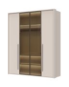 Armoire penderie avec deux portes vitrées Neiafu 38 | Finition cachemire | Soft-Close | Éclairage intérieur | 224 x 182 x 56 cm