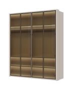 Armoire 4 portes vitrées Neiafu 39 | Éclairage intérieur inclus | 2 tiroirs | Soft-close | Cachemire | 226 x 187 x 60 cm