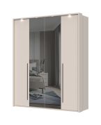 Armoire penderie Neiafu 65 | 2 portes miroir & cadre LED | Kaschmir | 224 x 182 x 56 cm | Soft-Close