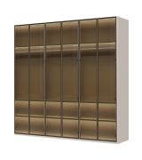 Armoire moderne Neiafu 16 | 5 portes vitrées | Éclairage intérieur | Soft-Close | Kaschmir | 224 x 227 x 56 cm